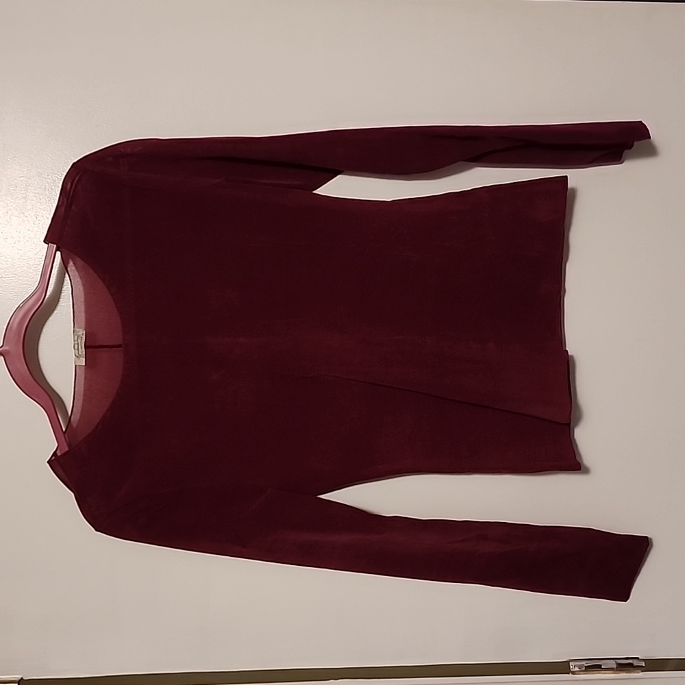 NWOT Free People sheer Long Sleeve maroon size M